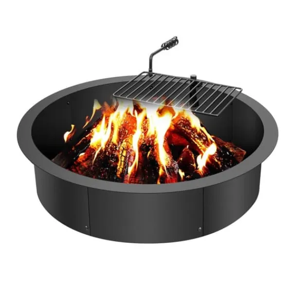 Tilbehør Til Brændeovne & Pejse^Brændestativ 35 tommer, BBQ ildring i stål, DIY lejrbål, holdbart design, perfekt til udendørs aktiviteter