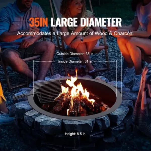 Tilbehør Til Brændeovne & Pejse^Brændestativ 35 tommer, BBQ ildring i stål, DIY lejrbål, holdbart design, perfekt til udendørs aktiviteter