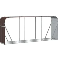 Tilbehør Til Brændeovne & Pejse^Brændestativ i galvaniseret stål til brændeopbevaring | Størrelse: 234x45x100 cm | Farve: Brun