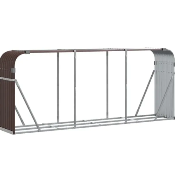 Tilbehør Til Brændeovne & Pejse^Brændestativ i galvaniseret stål til brændeopbevaring | Størrelse: 234x45x100 cm | Farve: Brun