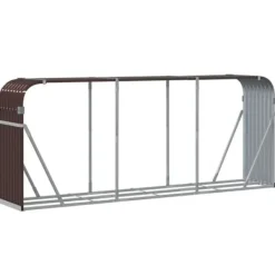 Tilbehør Til Brændeovne & Pejse^Brændestativ i galvaniseret stål til brændeopbevaring | Størrelse: 234x45x100 cm | Farve: Brun