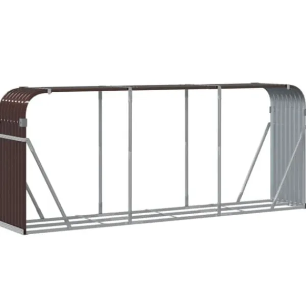 Tilbehør Til Brændeovne & Pejse^Brændestativ i galvaniseret stål til brændeopbevaring | Størrelse: 234x45x100 cm | Farve: Brun