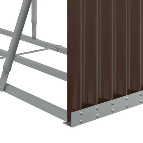 Tilbehør Til Brændeovne & Pejse^Brændestativ i galvaniseret stål til brændeopbevaring | Størrelse: 234x45x100 cm | Farve: Brun
