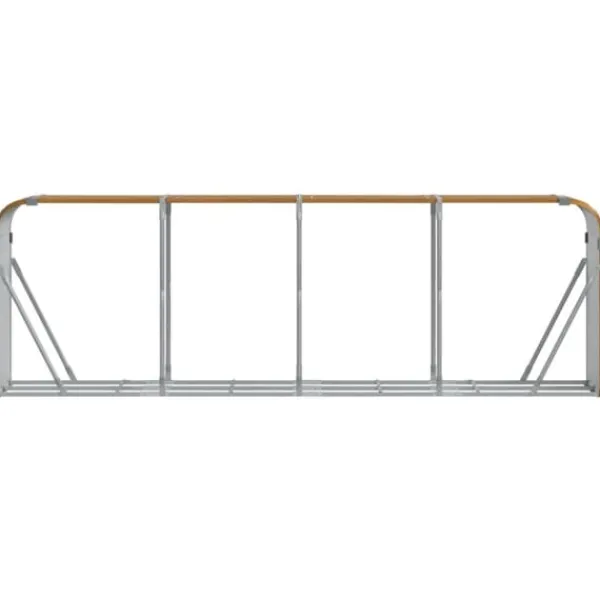 Online Brændestativ i galvaniseret stål - Holdbar brændeholder | Størrelse: 300x45x100 cm Tilbehør Til Brændeovne & Pejse