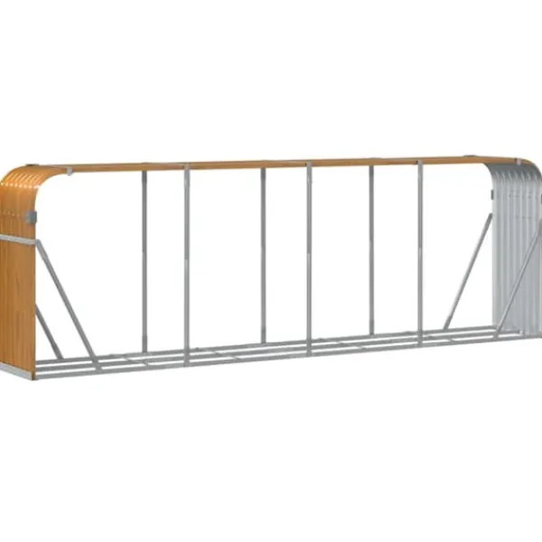Online Brændestativ i galvaniseret stål - Holdbar brændeholder | Størrelse: 300x45x100 cm Tilbehør Til Brændeovne & Pejse