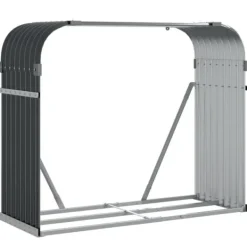 Clearance Brændestativ i galvaniseret stål - Holdbar brændeholder | Størrelse: 120x45x100 cm | Farve: Antracitgrå Tilbehør Til Brændeovne & Pejse