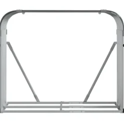 Clearance Brændestativ i galvaniseret stål - Holdbar brændeholder | Størrelse: 120x45x100 cm | Farve: Antracitgrå Tilbehør Til Brændeovne & Pejse