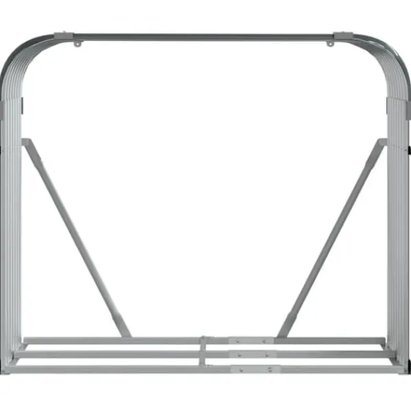 Clearance Brændestativ i galvaniseret stål - Holdbar brændeholder | Størrelse: 120x45x100 cm | Farve: Antracitgrå Tilbehør Til Brændeovne & Pejse