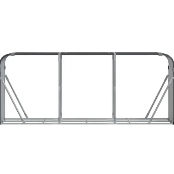 Brændestativ i galvaniseret stål - Robust brændeholder til pejs | Størrelse: 234x45x100 cm | Farve: Antracitgrå Tilbehør Til Brændeovne & Pejse
