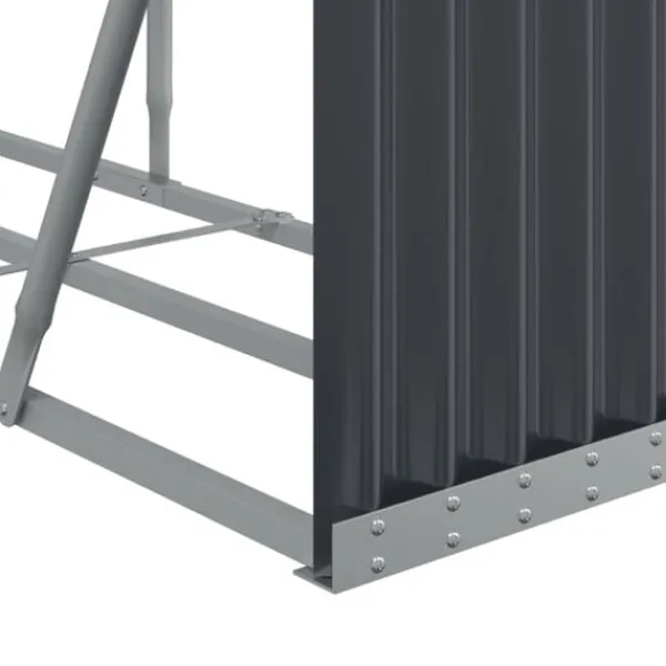 Brændestativ i galvaniseret stål - Robust brændeholder til pejs | Størrelse: 234x45x100 cm | Farve: Antracitgrå Tilbehør Til Brændeovne & Pejse