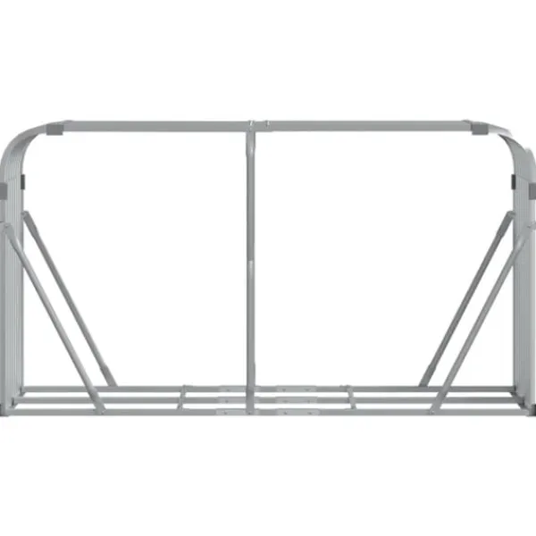 Best Brændestativ i galvaniseret stål - Holdbar brændeholder | Størrelse: 180x45x100 cm | Farve: Sølv Tilbehør Til Brændeovne & Pejse