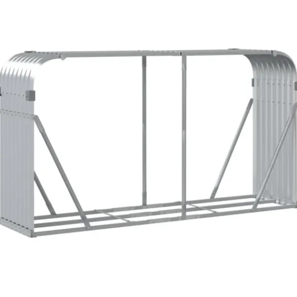 Best Brændestativ i galvaniseret stål - Holdbar brændeholder | Størrelse: 180x45x100 cm | Farve: Sølv Tilbehør Til Brændeovne & Pejse