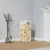 New Brændestativ i koldvalset stål - Robust og stilfuld | Størrelse: 25x25x60 cm | Farve: Hvid Tilbehør Til Brændeovne & Pejse