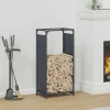 Tilbehør Til Brændeovne & Pejse^Brændestativ i koldvalset stål - Robust opbevaring | Farve: Antracitgrå | Størrelse: 44x28x90 cm
