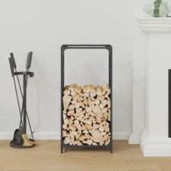 Tilbehør Til Brændeovne & Pejse^Brændestativ i koldvalset stål - Robust opbevaring | Farve: Antracitgrå | Størrelse: 44x28x90 cm