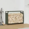 Hot Brændestativ i koldvalset stål - Robust brændereol | Farve: Olivengrøn | Størrelse: 90x28x65 cm Tilbehør Til Brændeovne & Pejse