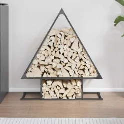 Best Brændestativ i koldvalset stål - Robust brændeopbevaring | Farve: Sort | Størrelse: 80x25x90 cm Tilbehør Til Brændeovne & Pejse