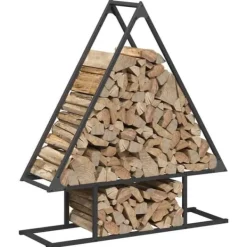 Best Brændestativ i koldvalset stål - Robust brændeopbevaring | Farve: Sort | Størrelse: 80x25x90 cm Tilbehør Til Brændeovne & Pejse