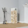 Tilbehør Til Brændeovne & Pejse^Brændestativ i koldvalset stål - Robust brændeholder | Farve: Hvid | Størrelse: 25x25x80 cm