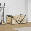 Tilbehør Til Brændeovne & Pejse^Brændestativ i koldvalset stål - Robust brændeholder | Størrelse: 70x43x34,5 cm | Farve: Olivengrøn