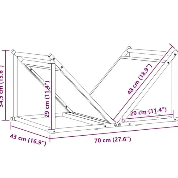 Tilbehør Til Brændeovne & Pejse^Brændestativ i koldvalset stål - Robust brændeholder | Størrelse: 70x43x34,5 cm | Farve: Olivengrøn