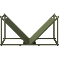 Tilbehør Til Brændeovne & Pejse^Brændestativ i koldvalset stål - Robust brændeholder | Størrelse: 70x43x34,5 cm | Farve: Olivengrøn