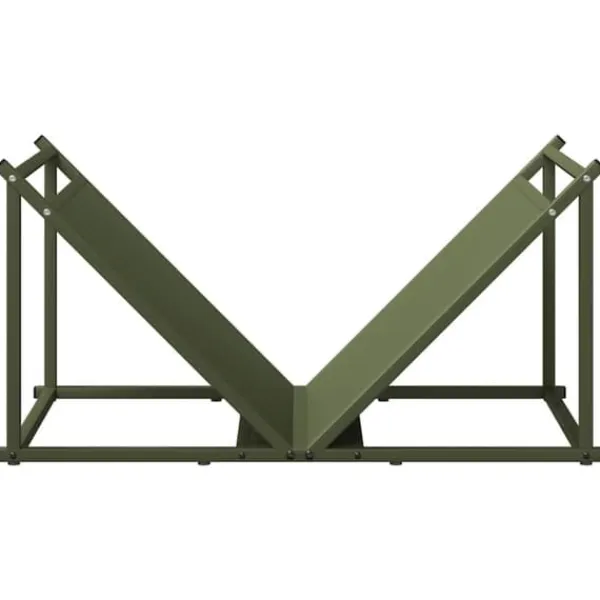Tilbehør Til Brændeovne & Pejse^Brændestativ i koldvalset stål - Robust brændeholder | Størrelse: 70x43x34,5 cm | Farve: Olivengrøn