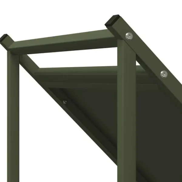 Tilbehør Til Brændeovne & Pejse^Brændestativ i koldvalset stål - Robust brændeholder | Størrelse: 70x43x34,5 cm | Farve: Olivengrøn
