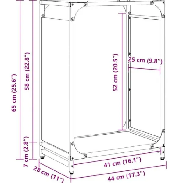 Brændestativ i koldvalset stål - Robust og stilfuldt | Størrelse: 44x28x65 cm | Farve: Sort Tilbehør Til Brændeovne & Pejse