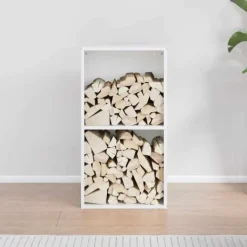 New Brændestativ i koldvalset stål - Robust brændeholder | Størrelse: 40x30x75 cm | Farve: Hvid Tilbehør Til Brændeovne & Pejse