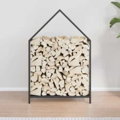 Tilbehør Til Brændeovne & Pejse^Brændestativ i koldvalset stål - Robust brændeholder | Størrelse: 60x25x90 cm | Farve: Sort