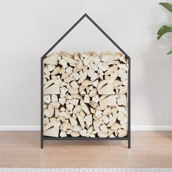 Tilbehør Til Brændeovne & Pejse^Brændestativ i koldvalset stål - Robust brændeholder | Størrelse: 60x25x90 cm | Farve: Sort