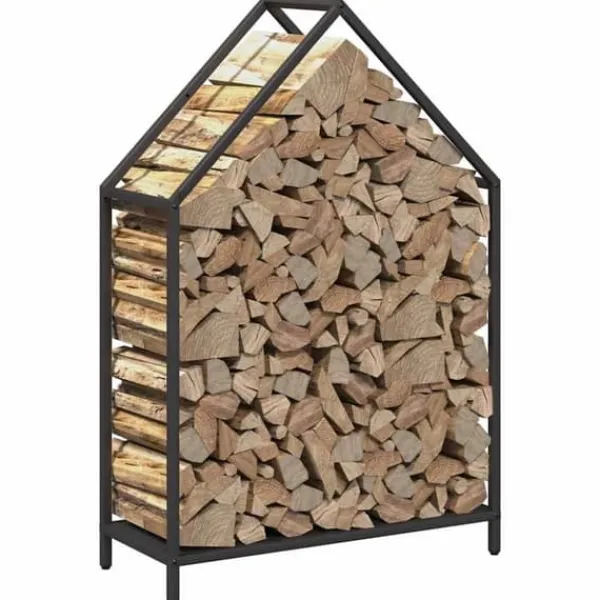 Tilbehør Til Brændeovne & Pejse^Brændestativ i koldvalset stål - Robust brændeholder | Størrelse: 60x25x90 cm | Farve: Sort