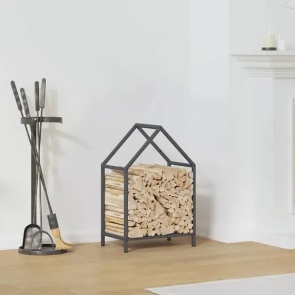 Tilbehør Til Brændeovne & Pejse^Brændestativ i koldvalset stål - Robust brændeholder | Farve: Antracitgrå | Størrelse: 40x25x60 cm