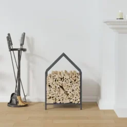 Tilbehør Til Brændeovne & Pejse^Brændestativ i koldvalset stål - Robust brændeholder | Farve: Antracitgrå | Størrelse: 40x25x60 cm