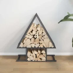 Tilbehør Til Brændeovne & Pejse^Brændestativ i koldvalset stål - Robust brændeholder | Størrelse: 50x25x60 cm | Farve: Sort