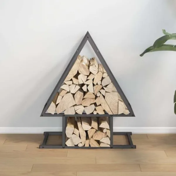 Tilbehør Til Brændeovne & Pejse^Brændestativ i koldvalset stål - Robust brændeholder | Størrelse: 50x25x60 cm | Farve: Sort