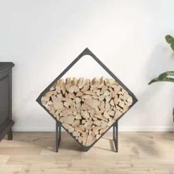 Hot Brændestativ i koldvalset stål - Robust brændeholder | Størrelse: 80x25x80 cm | Farve: Antracitgrå Tilbehør Til Brændeovne & Pejse
