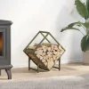 Tilbehør Til Brændeovne & Pejse^Brændestativ i koldvalset stål - Robust opbevaring til brænde | Farve: Olivengrøn | Størrelse: 50x25x50 cm