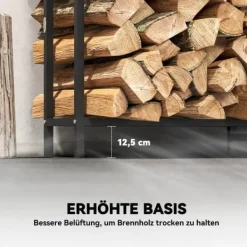 Best Brændestativ i metal 199 × 30 × 121 cm – 0,6 m³ med vandtæt betræk, op til 300 kg Tilbehør Til Brændeovne & Pejse