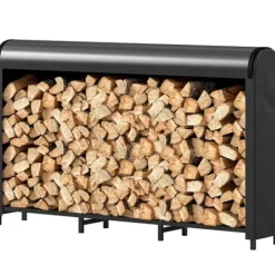 Hot Brændestativ i metal 199 × 30 × 121 cm – 0,6 m³ med vandtæt betræk, op til 300 kg Tilbehør Til Brændeovne & Pejse