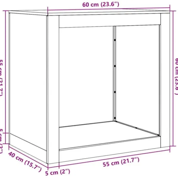 Tilbehør Til Brændeovne & Pejse^Brændestativ i rustfrit stål - Opbevaring til brænde | Størrelse: 60x40x60 cm