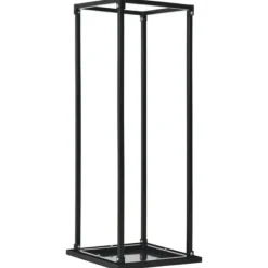 Tilbehør Til Brændeovne & Pejse^Brændestativ med bund - Rektangulær brændeholder i sort stål | Størrelse: 37x37x113 cm