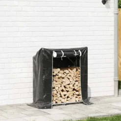 Brændestativ med regnslag - Galvaniseret stål | Størrelse: 100,5x40,5x110,5 cm Tilbehør Til Brændeovne & Pejse