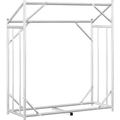 Brændestativ med regnslag - Galvaniseret stål | Størrelse: 100,5x40,5x110,5 cm Tilbehør Til Brændeovne & Pejse