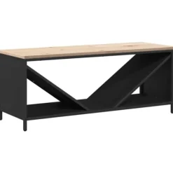Discount Brændestativ med trætop - Robust brændereol | Størrelse: 100,5x35,5x40 cm | Farve: Sort Tilbehør Til Brændeovne & Pejse