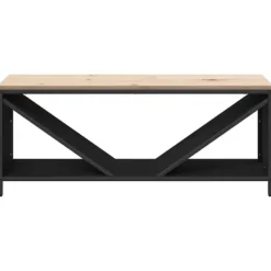 Discount Brændestativ med trætop - Robust brændereol | Størrelse: 100,5x35,5x40 cm | Farve: Sort Tilbehør Til Brændeovne & Pejse