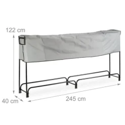Brændestativ, Metal, 122x245x40 cm, Sort Tilbehør Til Brændeovne & Pejse