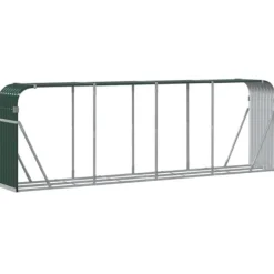 Brændestativ til brændeopbevaring - Galvaniseret stål | Størrelse: 300x45x100 cm | Farve: Grøn Tilbehør Til Brændeovne & Pejse