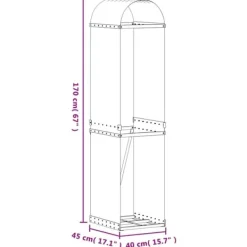 Best Brændestativ til brændeopbevaring - Galvaniseret stål | Størrelse: 40x45x170 cm | Farve: Sølv Tilbehør Til Brændeovne & Pejse